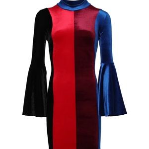 Cardi B x Fashion Nova Velvet Colorblock Dress